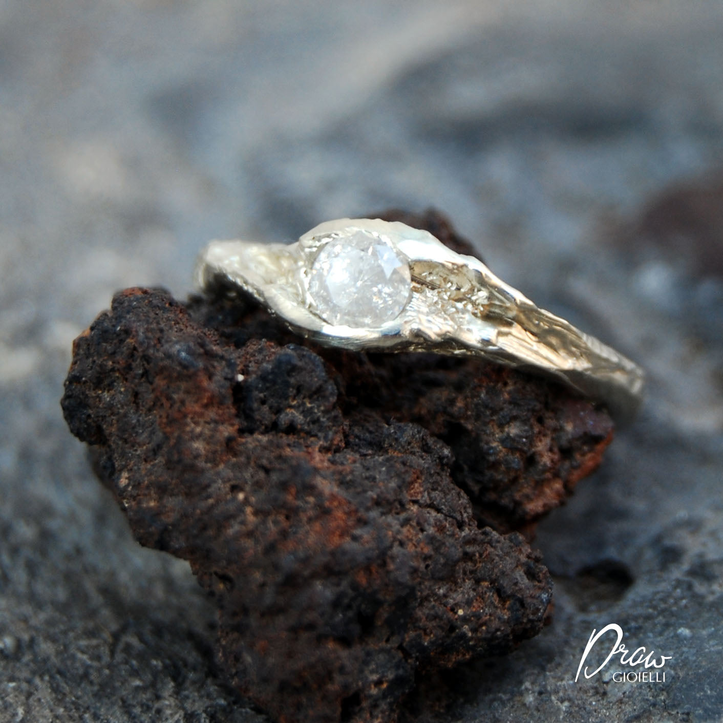 Fedina bianca e diamante Ice